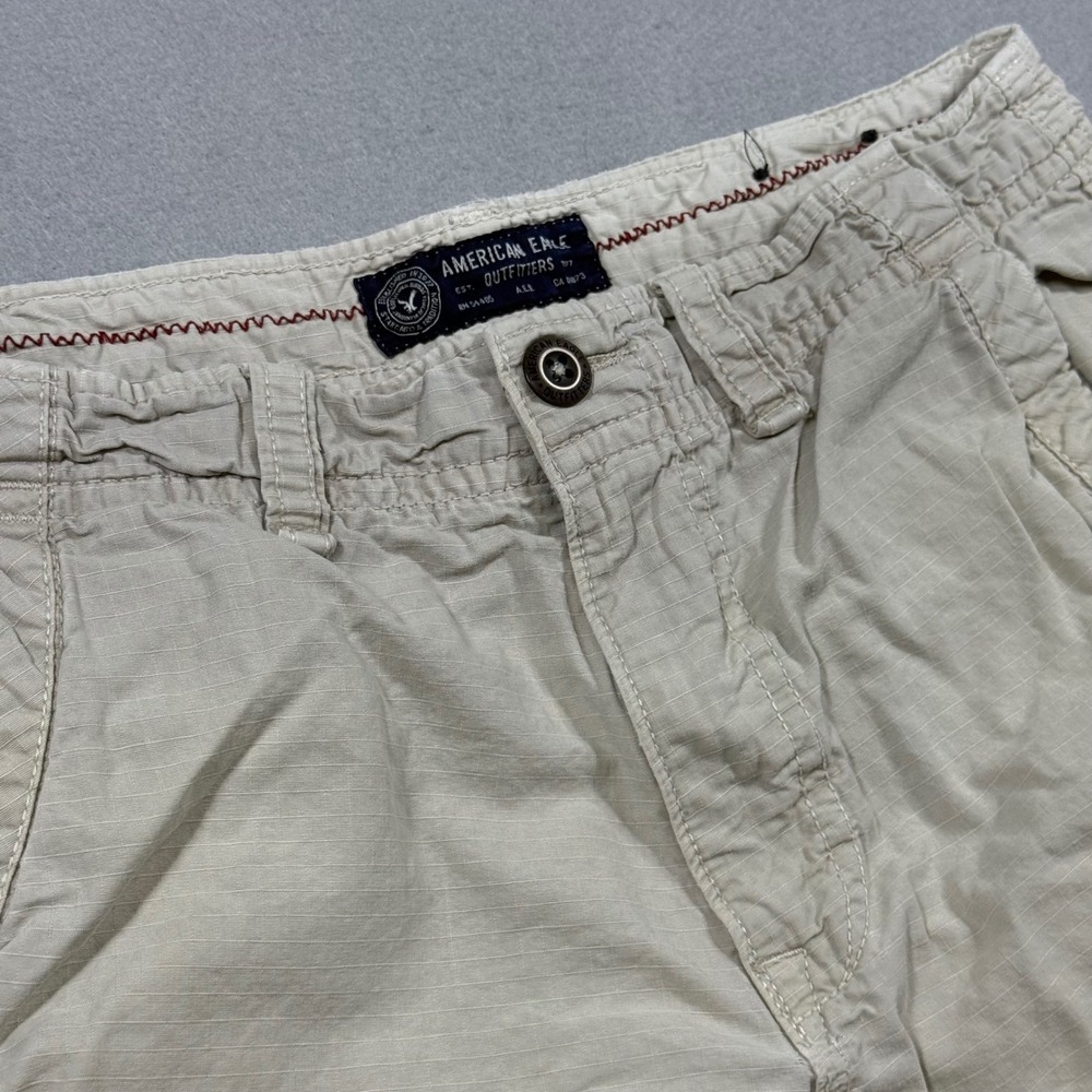 American Eagle Outfitters Mens Tan Ripstop Cargo Shorts Khaki 34W Relaxed Fit - Picture 1 of 10